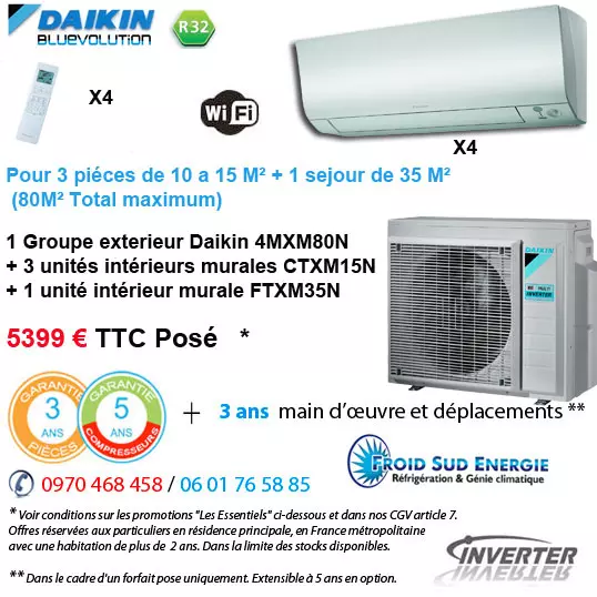 Climatiseur multisplit Daikin 4MXM80N 